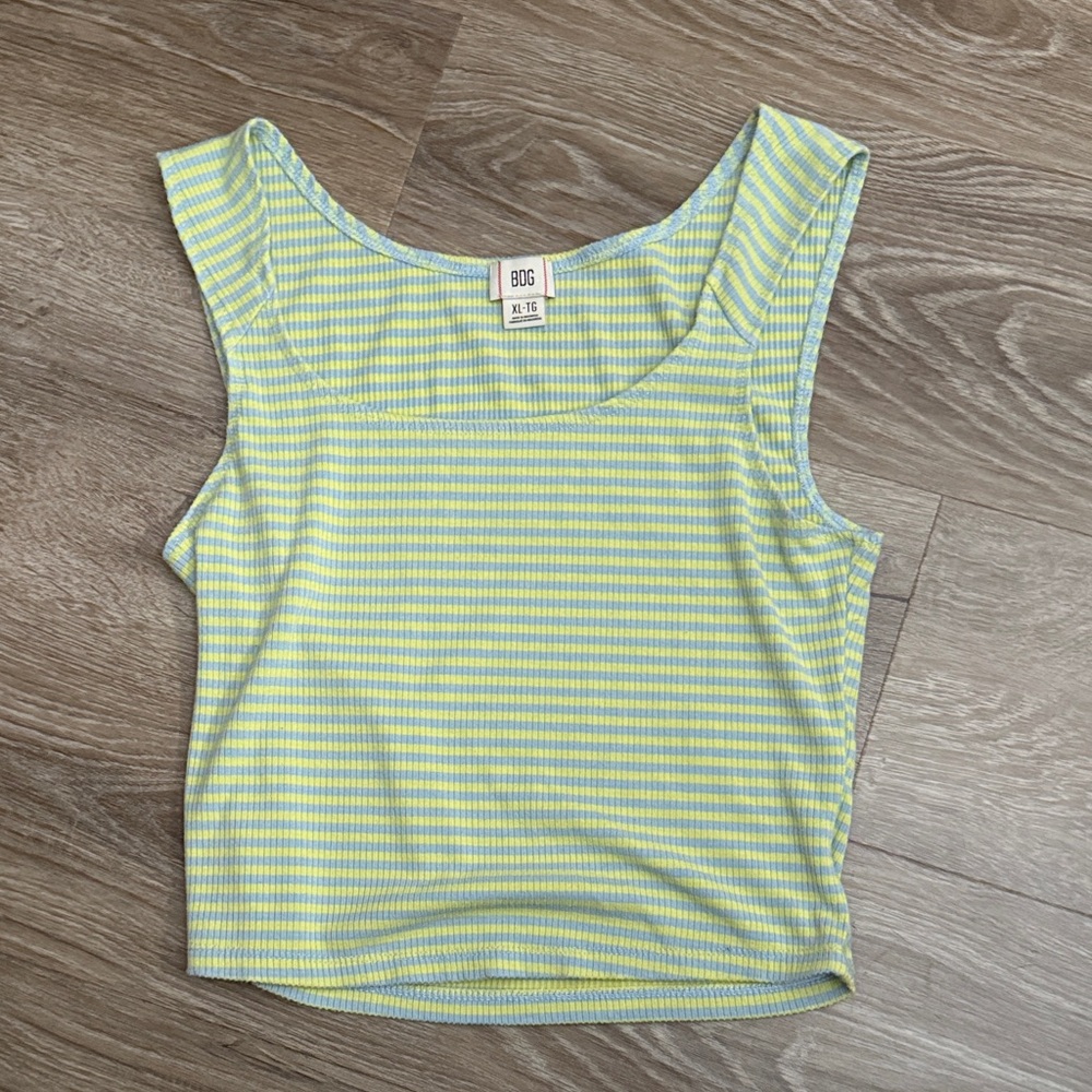 Women's Green and Blue Striped Top